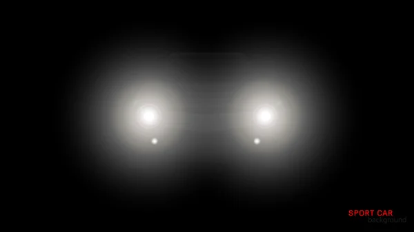 Silhouette de voiture avec phares sur fond noir — Image vectorielle