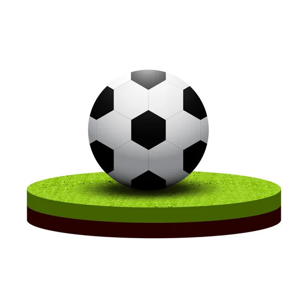 Ballon de football isométrique sur le terrain de football — Image vectorielle