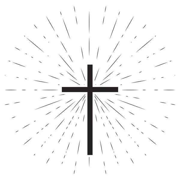 教会の十字架とサンバースト. — ストックベクタ