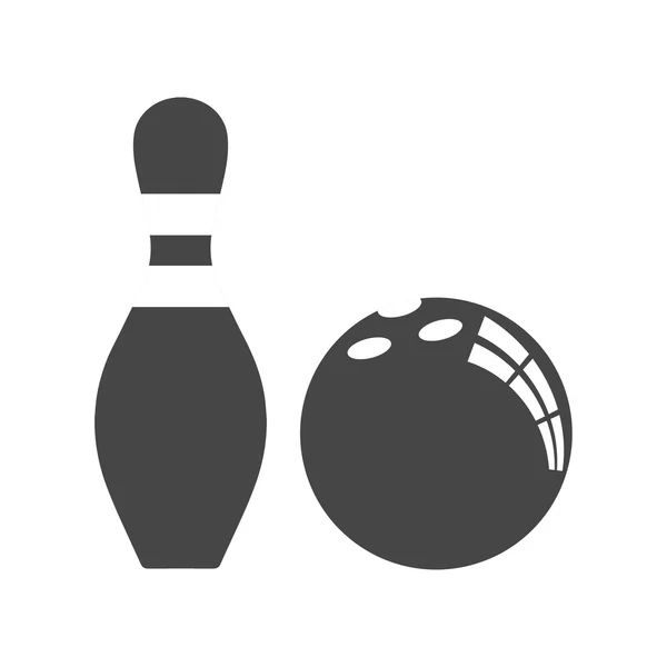 Bowlingball und Bowlingnadel flach Symbol. — Stockvektor