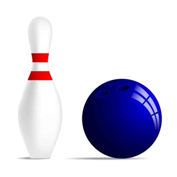 Bowlingball und Bowlingnadel mit zwei roten Streifen. — Stockvektor
