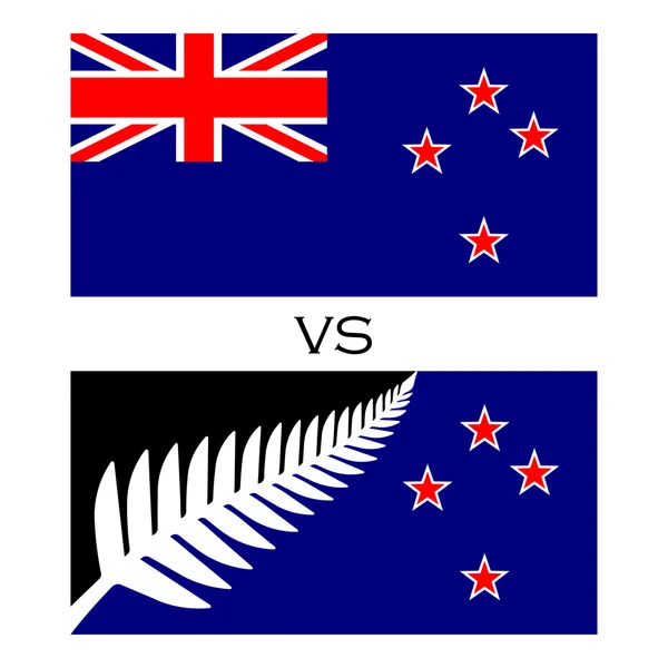 Bayrakları ile gümüş fern union jack. Gümüş fern ve dört yıldız ve bayrak Birliği jack ile iki bayrak. Vektör bayrakları. Beyaz izole.