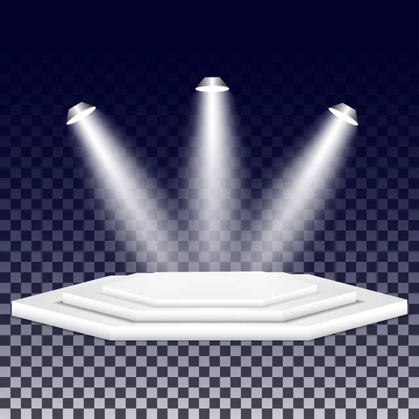 Multi-faceted podium with spotlights — Stock Vector