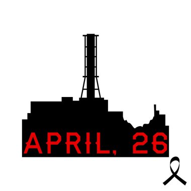 Vektör illustrationof silueti Chernobyl nükleer güç istasyonu
