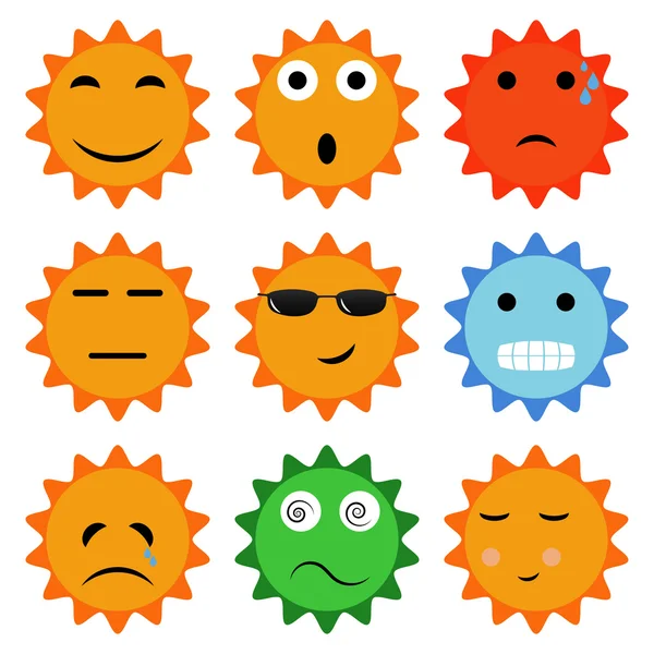 Sun icons with emotions.