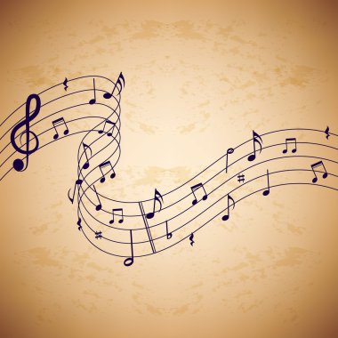 Eski kağıt arka plan müzik notlar.