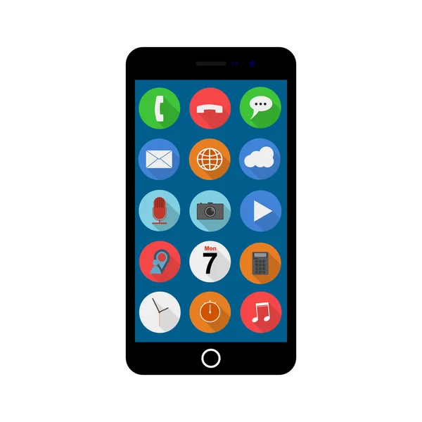 Smartphone vectorial con iconos ui . — Vector de stock
