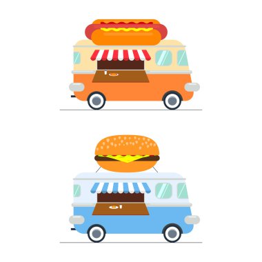 Vektör fastfood araç kümesi.