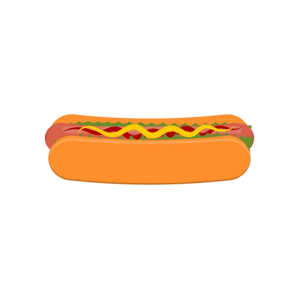 Vector hot dog con mostaza y ketchup . — Vector de stock