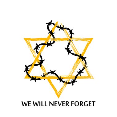 Vector Jewish star with barbed wire. clipart