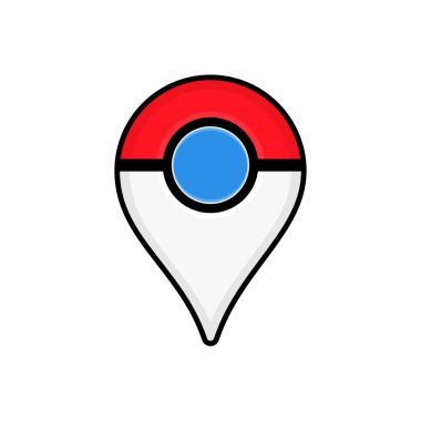 Kırmızı ve beyaz gezinti marker mavi düğme ile vektör.