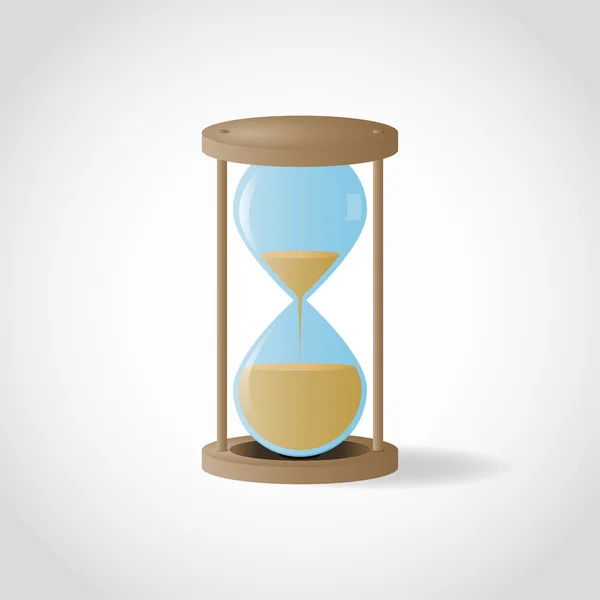 Reloj de arena de madera vectorial con arena en el interior sobre fondo blanco . — Vector de stock