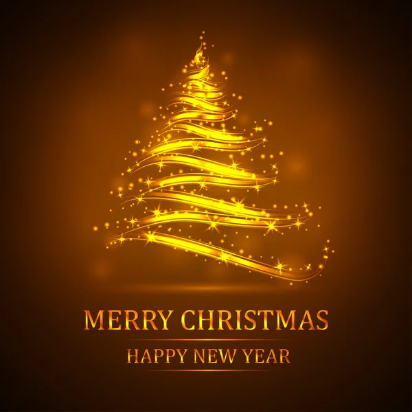 Abstract golden christmas tree on black background. Vector eps10 illustration