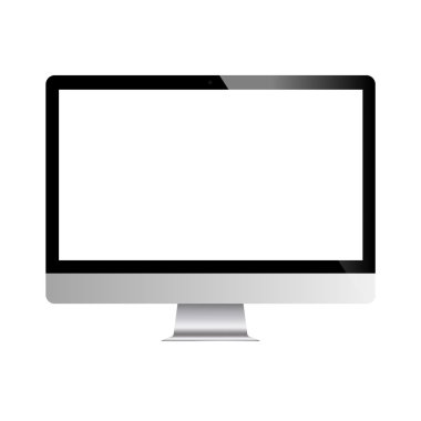 Popüler ekran monitör vektör Illustration. Modern bilgisayar ekran. Beyaz izole.