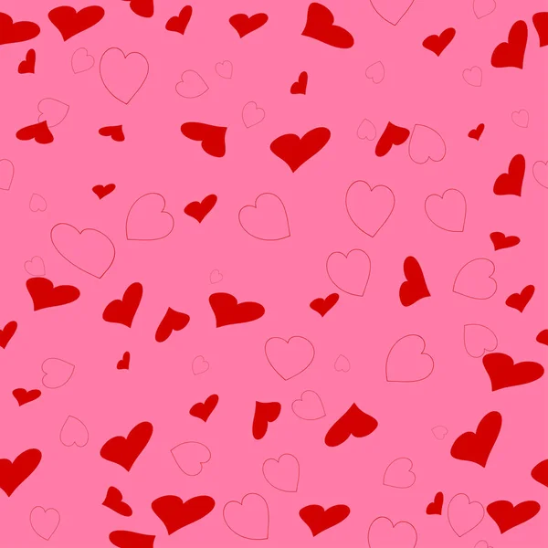 Corazones fondo sin fisuras. Fondo con corazón rojo para el diseño del Día de San Valentín. Vector. — Archivo Imágenes Vectoriales