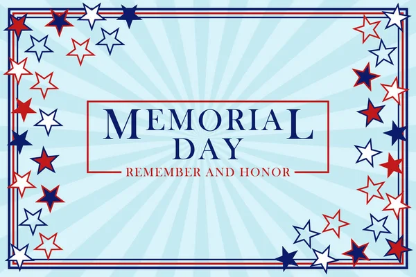 Memorial Day fundo com estrelas e listras. Modelo para o projeto Memorial Day. Contexto do Memorial Day. Vetor. —  Vetores de Stock