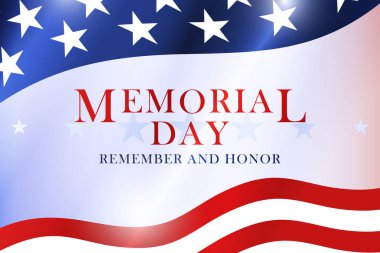 Anma Günü - ABD ulusal bayrağını unutmayın ve onurlandırın. Anma Günü tasarımı. Ulusal Amerikan bayramı şablonu. Vektör.