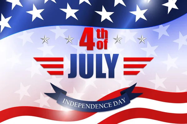 Четверте липня минулого року. Американський денний дизайн з національним прапором, зірками і смугами. 4 липня під прапором прапора. Вектор. — стоковий вектор