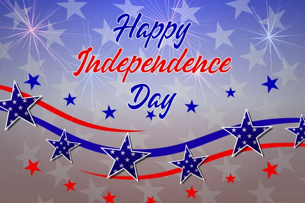 Feliz Día de la Independencia. Fondo del 4 de julio. Diseño del Día de la Independencia Americana con estrellas, rayas y fuegos artificiales. Plantilla de banner del 4 de julio. Vector. — Vector de stock