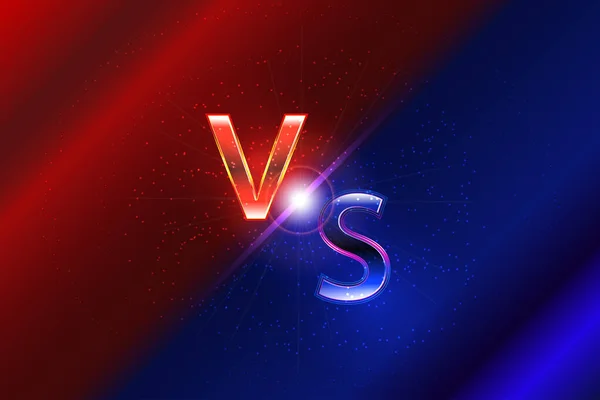 Versus background with sparkle dots and neon VS letters. Red and blue competition background template. Vector. — Stock Vector