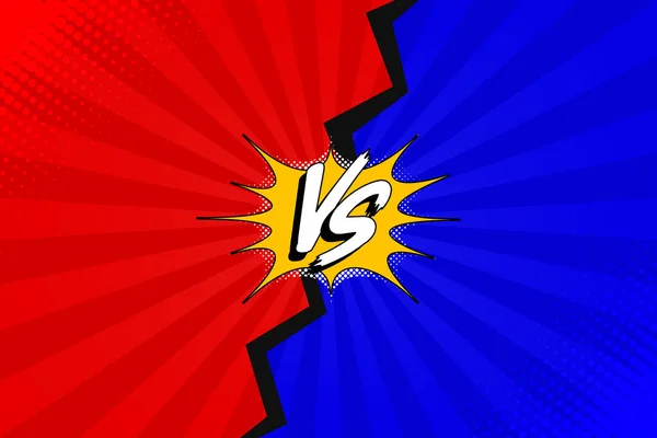 Comic book versus template background in classic pop-art style with halftone dots. Game battle intro. Vector. — Stock Vector