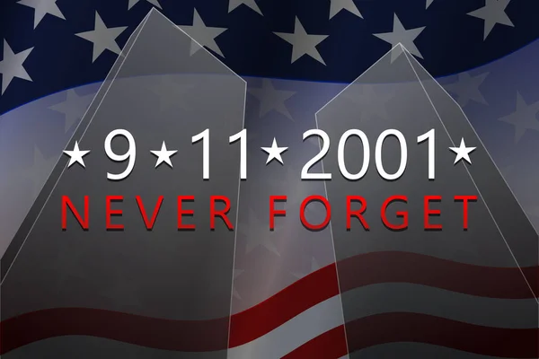 September, 11, 2001 - Patriot Day bakgrund. 9-11 Glöm aldrig banderollen. Vektor. — Stock vektor