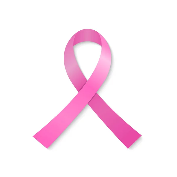 Růžová stuha jako symbol měsíce povědomí o rakovině prsu. Izolované na bílém pozadí. Vektor. — Stockový vektor