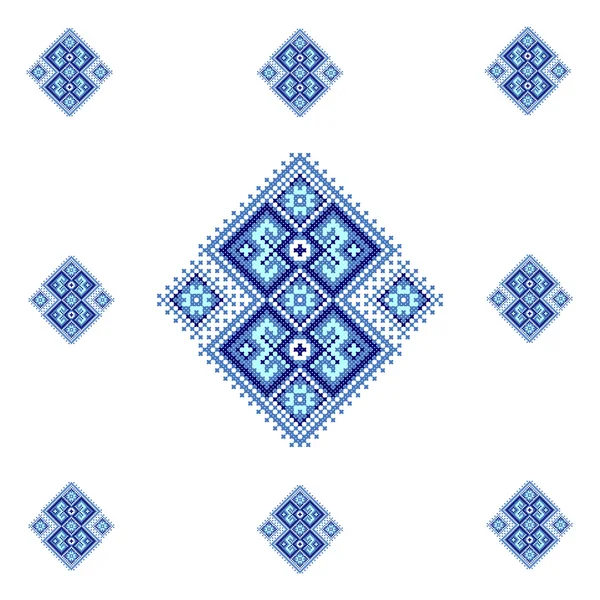 Ucrania punto de cruz adorno azul . — Archivo Imágenes Vectoriales
