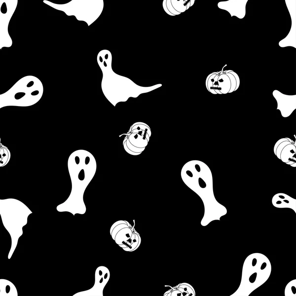 Halloween fantasma sem costura padrão — Vetor de Stock