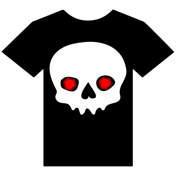 T-shirt with ruby eyes skull — Stock Vector