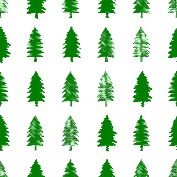Modello senza cuciture vettoriale di Natale con alberi — Vettoriale Stock