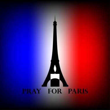 Eyfel Kulesi ile siyah beyaz mum ve metin Paris için dua