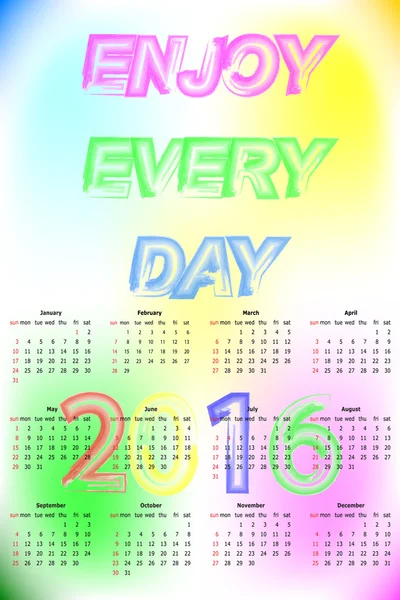 Calendario vectorial 2016. Semana comienza el domingo . — Vector de stock