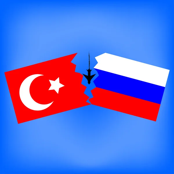 Türk ve Rus bayrağı ile uçağın