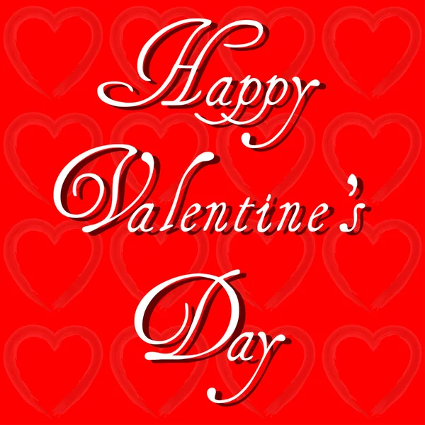 Happy Valentine's Day wenskaart op rode achtergrond — Stockvector