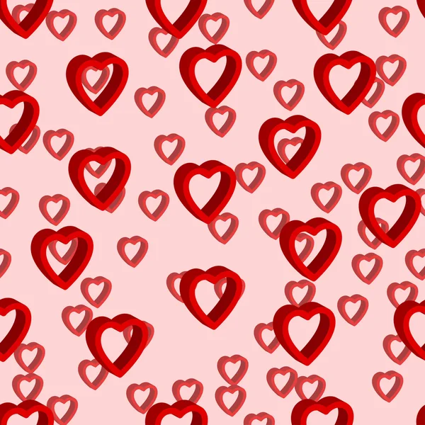 Corazones 3d fondo patrón sin costuras — Vector de stock