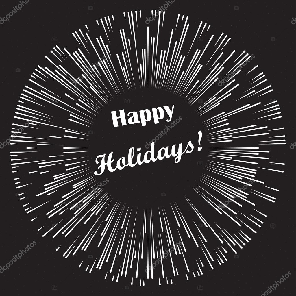 Happy holidays lettering on fireworks background — Stock Vector