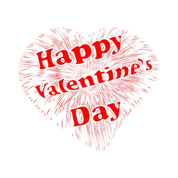 Fajerwerki w kształcie serca z nadpisem "szczęśliwy Valentine's Day" — Wektor stockowy