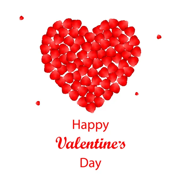 Aftelkalender voor Valentijnsdag achtergrond met rozenblaadjes hart — Stockvector