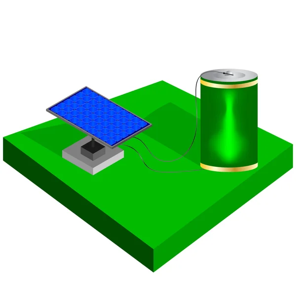 Bateria e painéis solares — Vetor de Stock