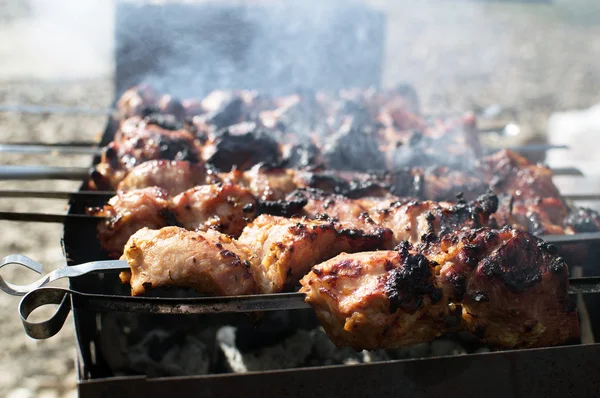 Şiş kebap ateşe kavrulmuş