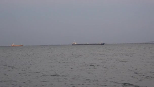 Barge schwimmt auf dem Meer — Stockvideo