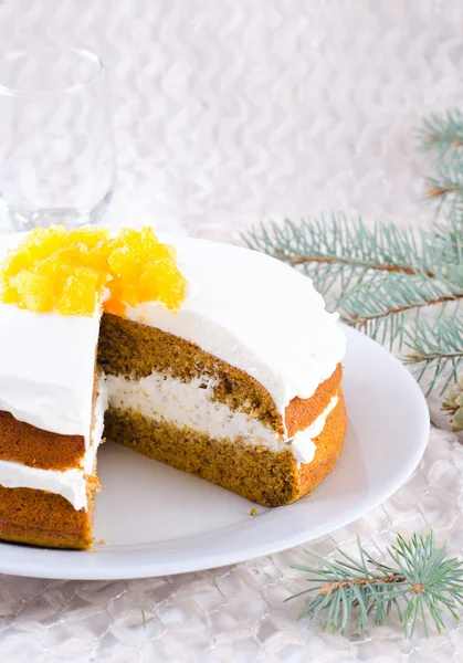 Pumpkin cake with jam, Christmas decoration