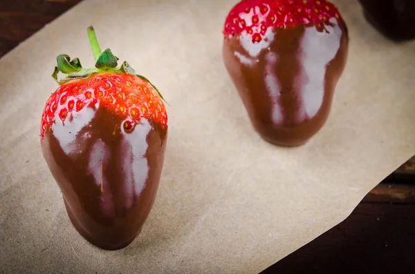 Fresh gourmet chocolate covered strawberries — Stock Photo, Image