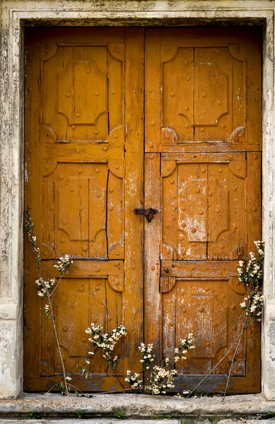 Old vintage wooden door