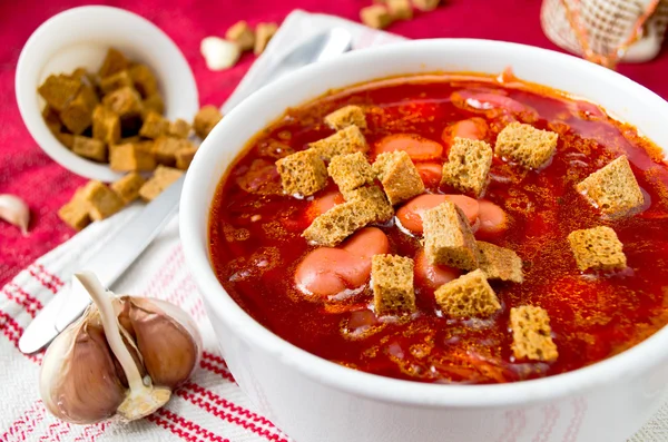 Sopa de remolacha ucraniana tradicional borsch —  Fotos de Stock