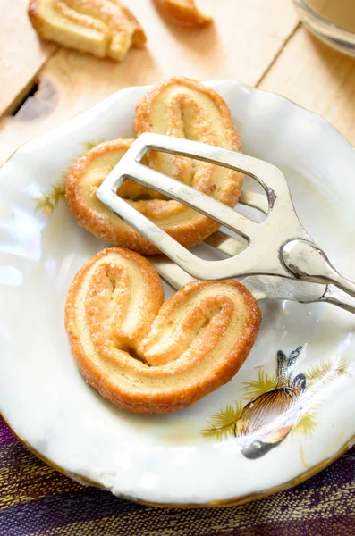 Пальмерас - солодке листкове тісто. Печиво у формі серця з цукром — стокове фото