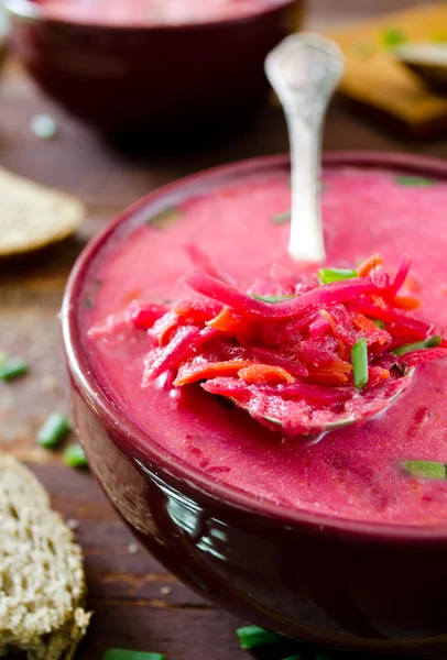 Traditional Ukrainian beetroot soup borsch — Stock Photo, Image