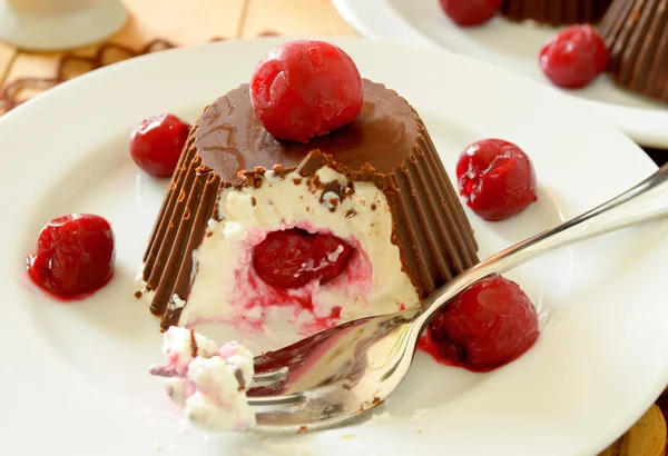 Ev yapımı krema çikolata ve kiraz kaplı dondurma,