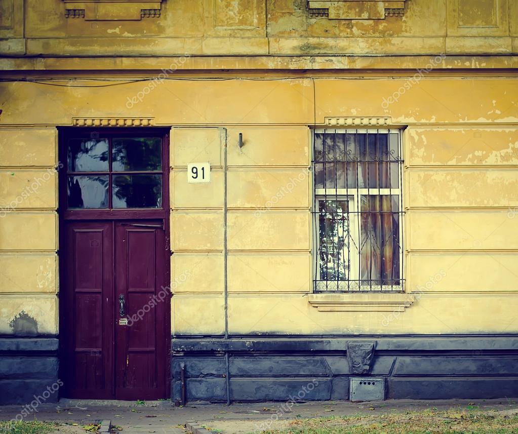 Old Yellow House Facade With Red Door Stock Photo C Irkiev 86876078